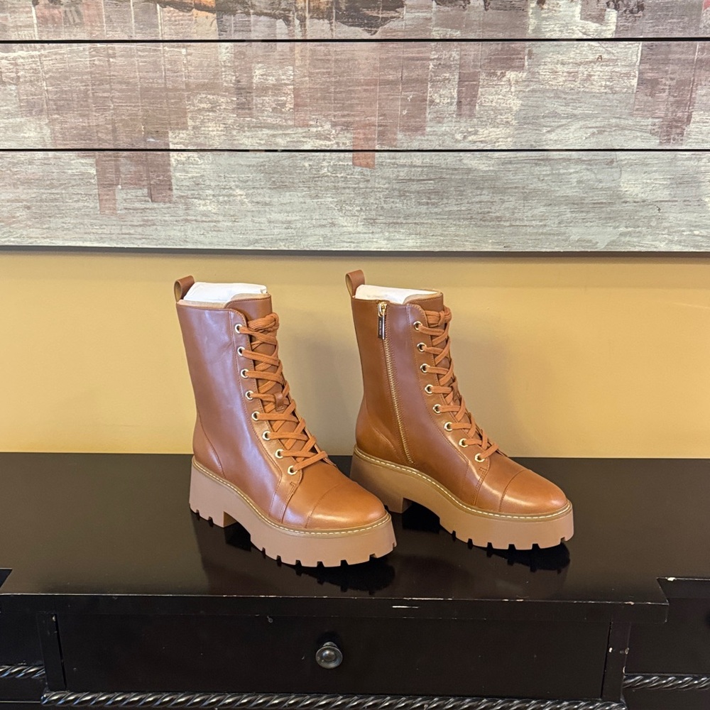 Michael Kors Brown Lace-Up Women's Boots - Picture 1 of 3